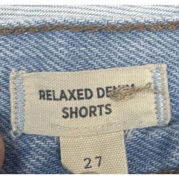 Madewell Women’s Light Blue Relaxed Raw Hem Distressed Denim Jean Shorts Sz 27 - Picture 8 of 11